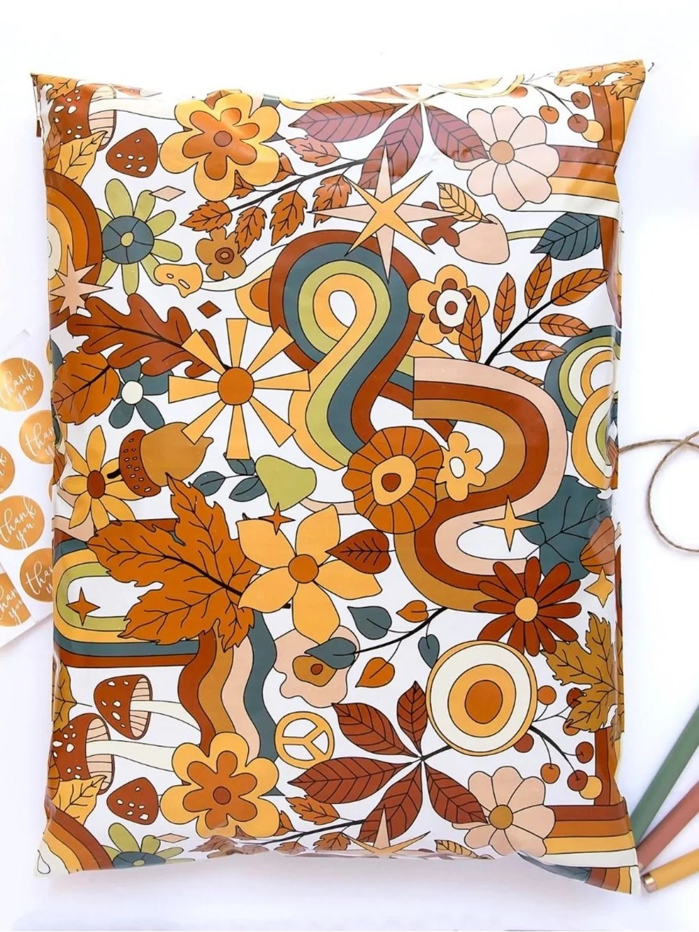 12x15.5 Hippie Vibes Multicolor Poly Mailers - Set of 25